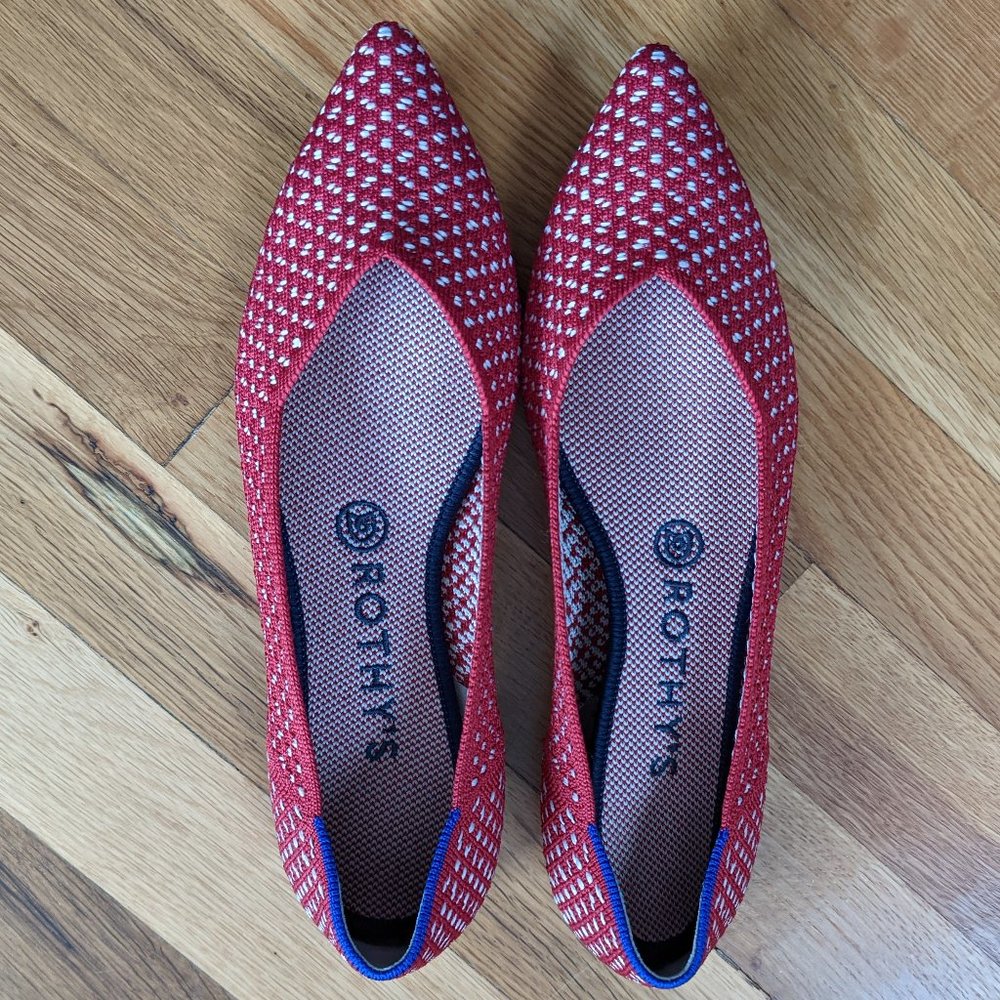 Rothy's Red Apple Honeycomb pointed Toe Flats Retired
